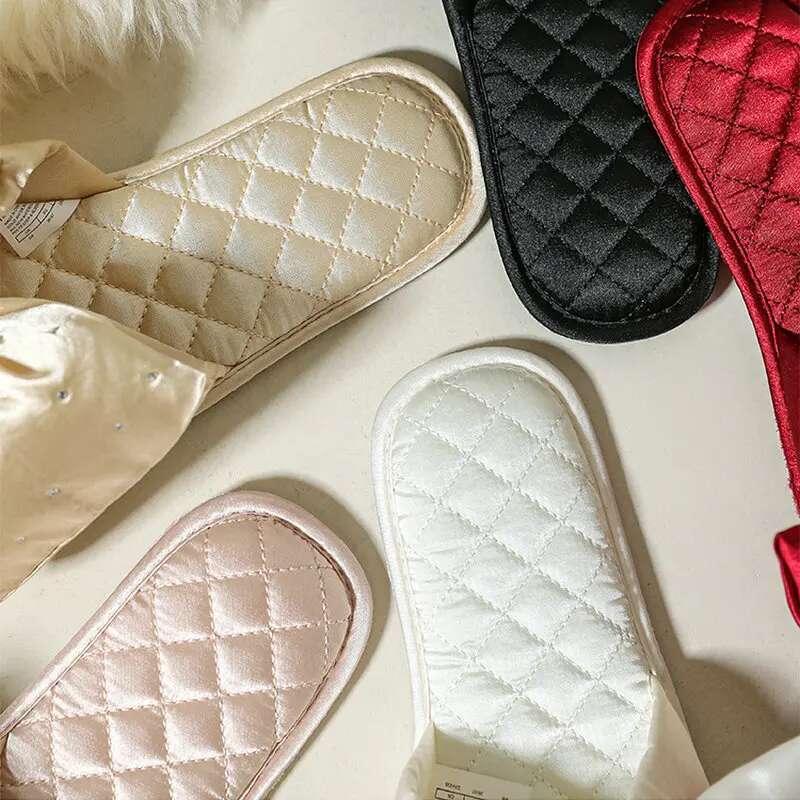 New Fashion Slippers Women Peep Toe Bedroom Home Sandals Bride Bridesmaid Wedding Shoes With Silk Bow ddmykukumalu