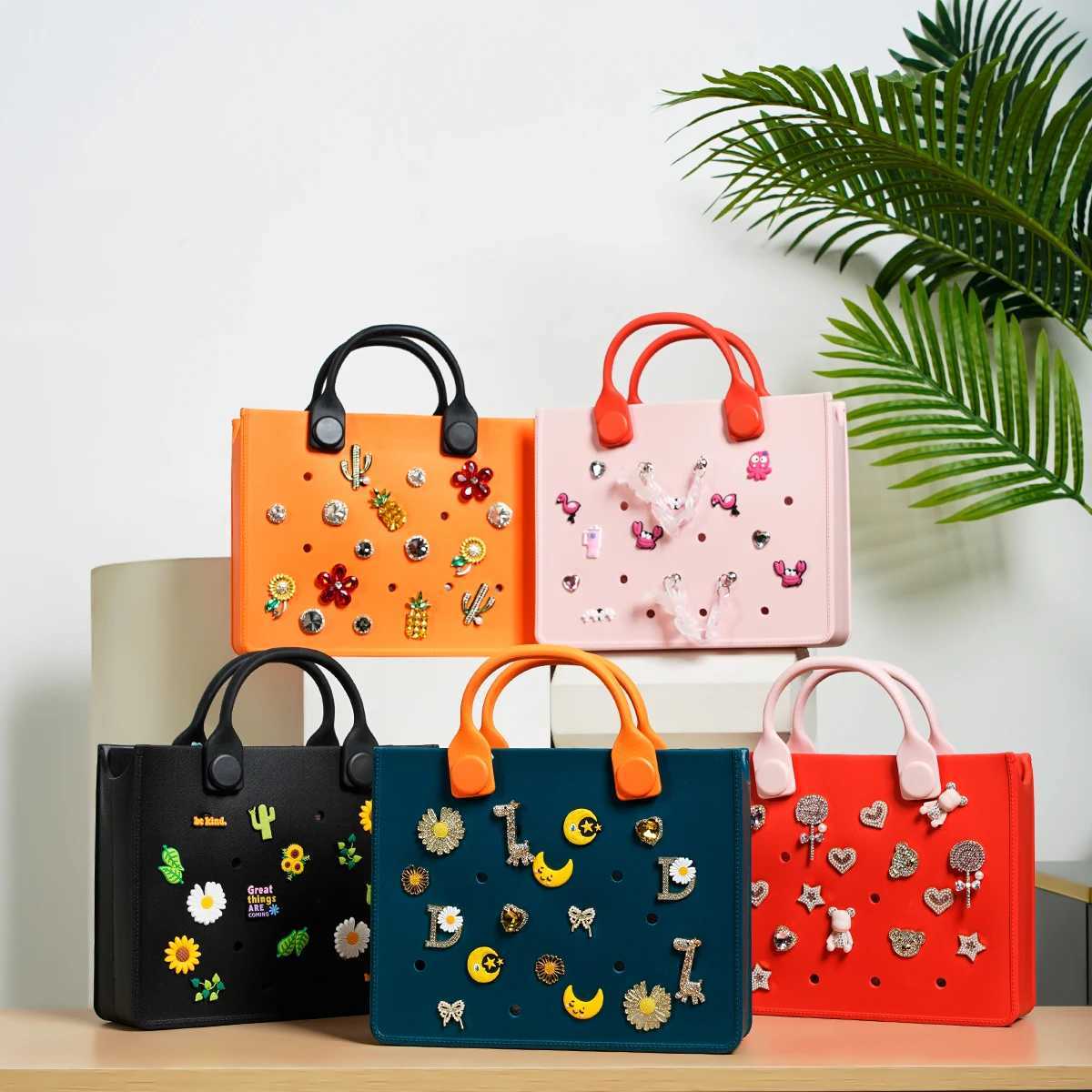 The Orange Guy NEW Casual Waterproof Travel Tote Bag Outdoor Beach Bags Women Fashion New EVA Punched Handbag Fit Charms Z250219