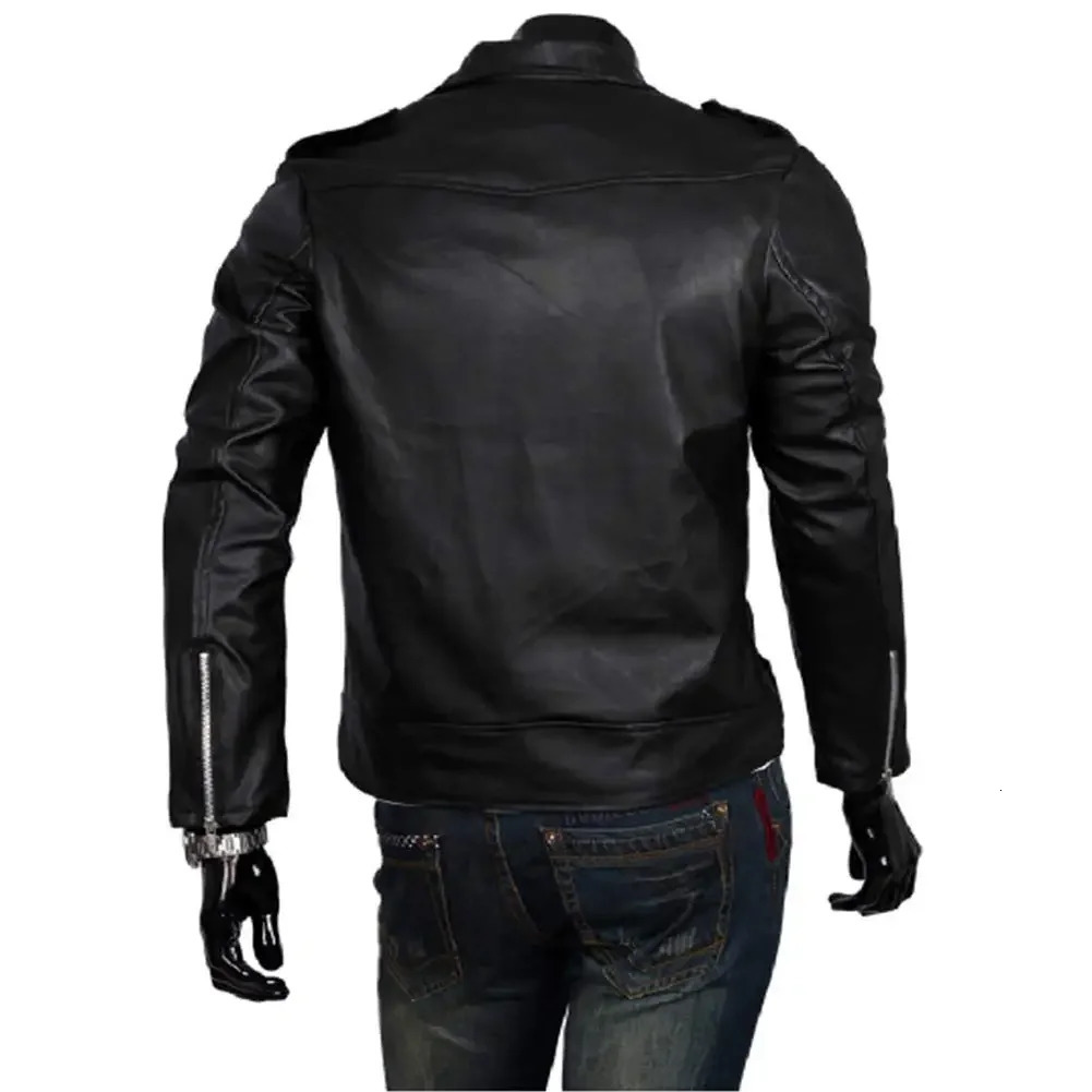 Men Leather Jacket Slim Fit Motorcycle Zipper Casual Coat Spring Autumn Winter 250210
