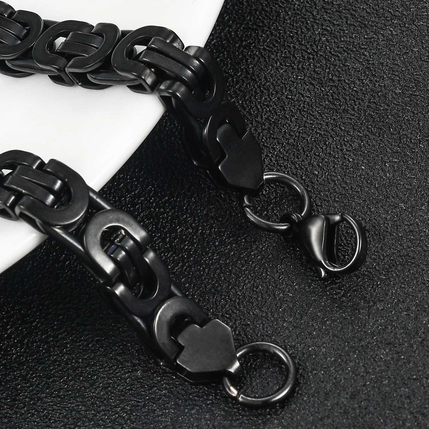 Mens Stainl Steel Geometric Flat Byzantine Hip Hop Chain Bracelet Fashion Jewelry Width 8.5mm Length 23cmXJ250219
