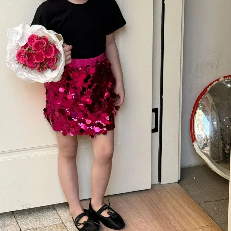 Fashion Baby Girl Sequins Short Skirt Infant Toddler Child Bling Skirt Spring Autumn Summer High Waist Skirt Baby Clothes 1-10Y 250220bj