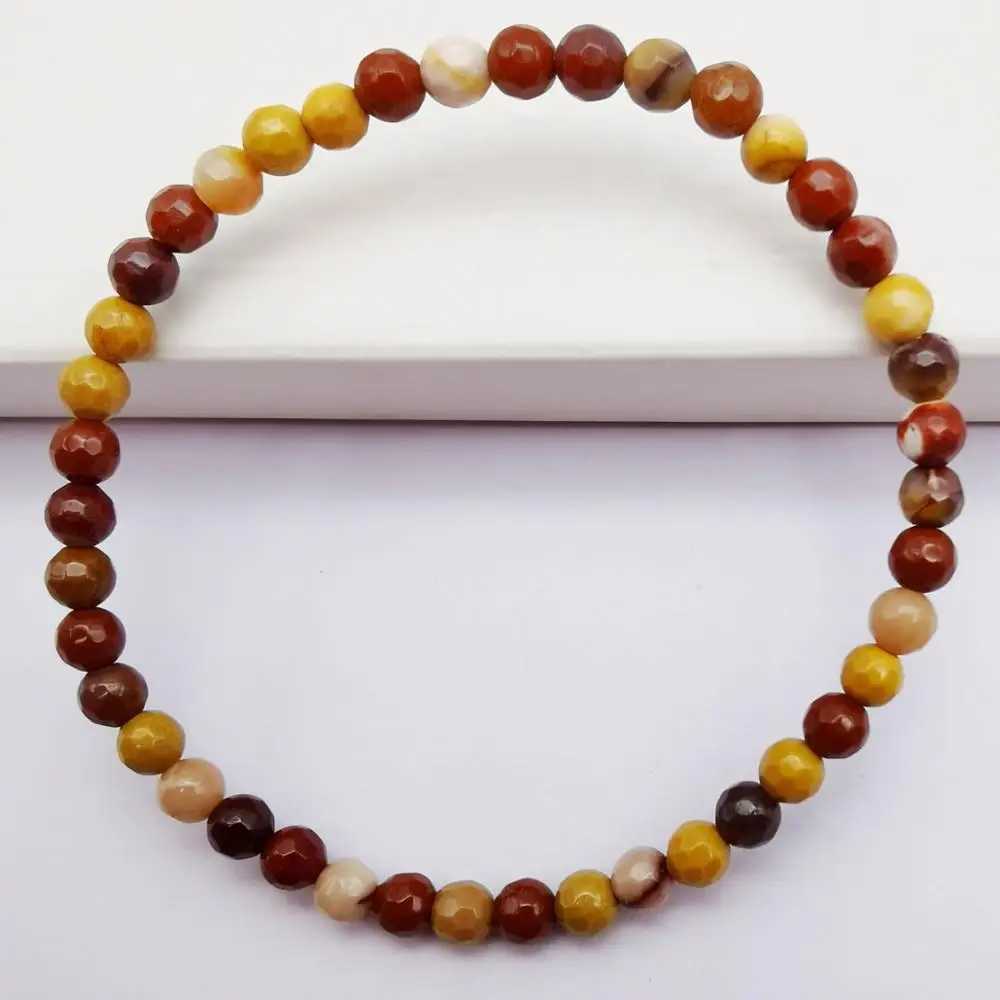 4MM Stone Faceted Loose Beads GEM Bracelet Bangle Stretch 7 Inch Jewelry FashionXJ250219