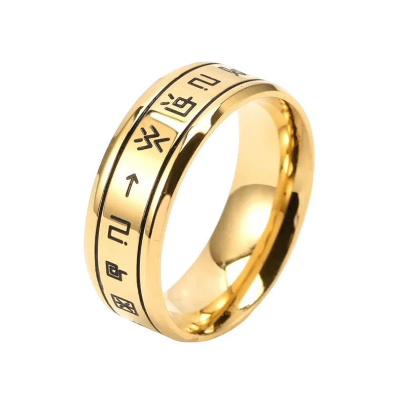 AsJerlya Fashion 8mm Stainless Steel Digimon Ring Angemon Angewomon Holy Rings For Women Men Rotate Spinner Rings 250218