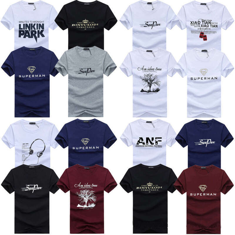 Men's short 2025 new summer thick cotton round neck half sleeved men's base T-shirt