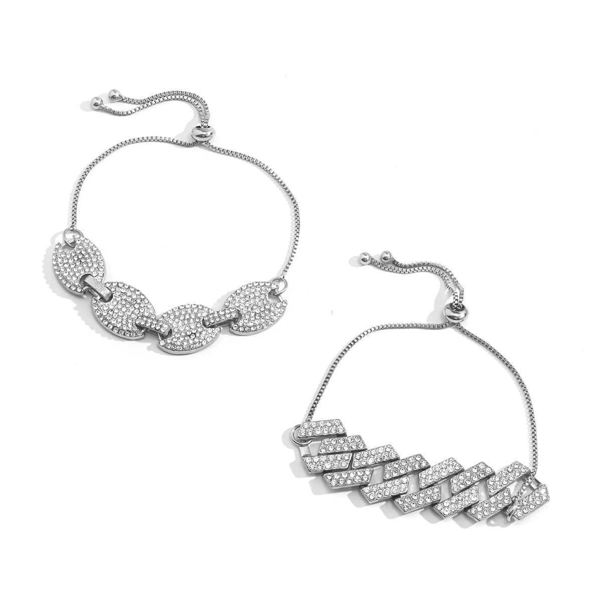 Charm Bracelets Jewelry temperament generous full of diamond chain hand adornment female personality CUBAN CHAIN BRACELET H25220
