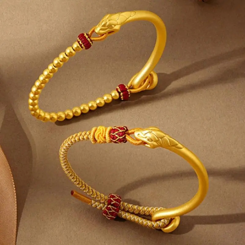 Year of the Snake Breaking Taisui Bracelet Snake Golden Mysterious Elegant Retro Light Elegant Year of Life Lucky Jewelry 250220