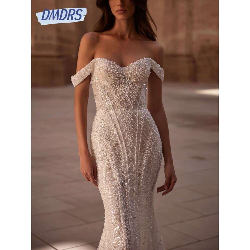 Sweet Pearls Stunning Ivory Wedding Sequins for Bride Custom Chic Zipper Back Bridal Dress