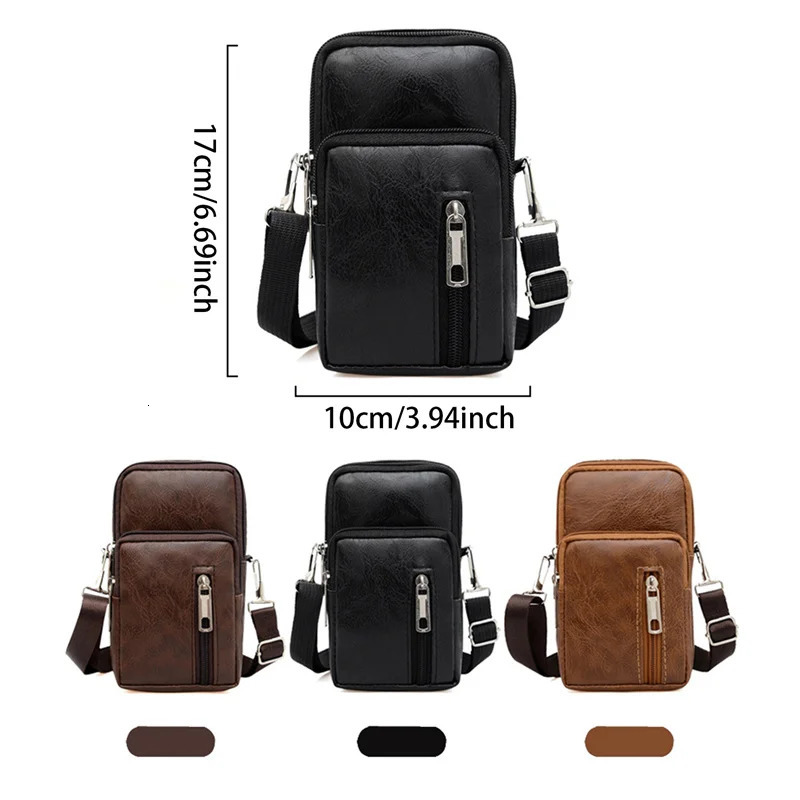 MenS Shoulder Bag MultiFunction Leather Messenger Casual Crossbody Bags High Quality Male Purse Phone Chest Pack 250218