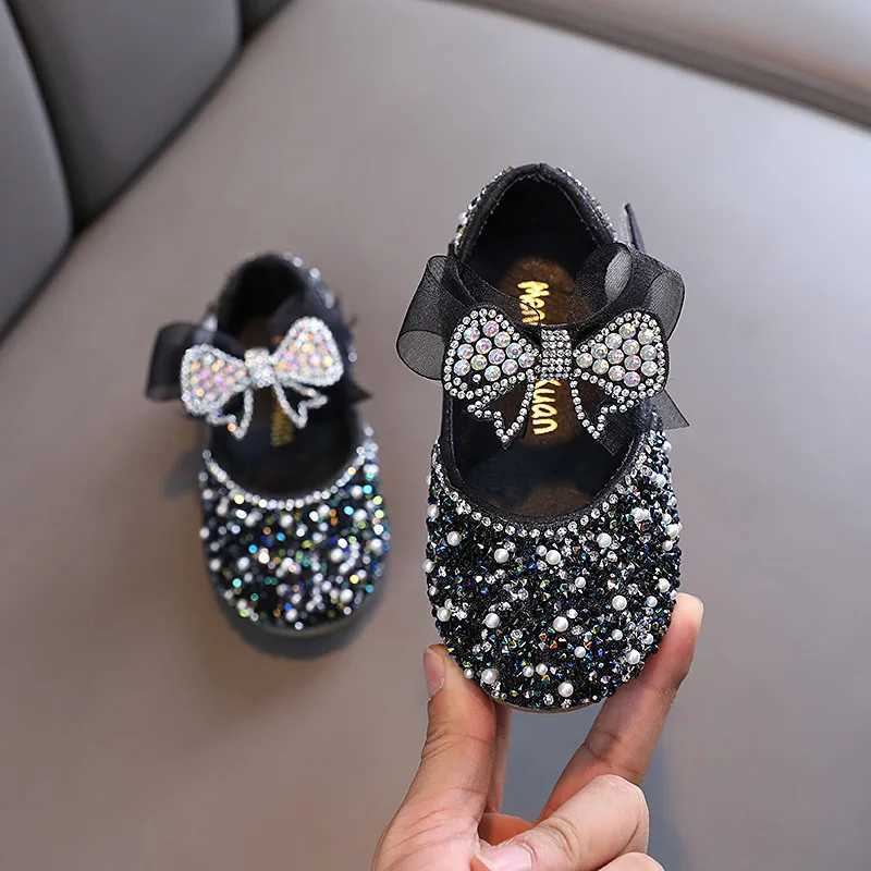 Rhinestone Sequins Girls Princess Shoes Children Party Shoes Student Spring Autumn New Flats Kids Performance Shoes H125 X250220