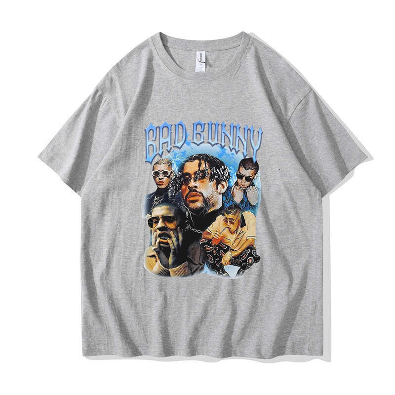 200g fabric cotton T European size new Bad bunny fashion hip-hop T-shirt print