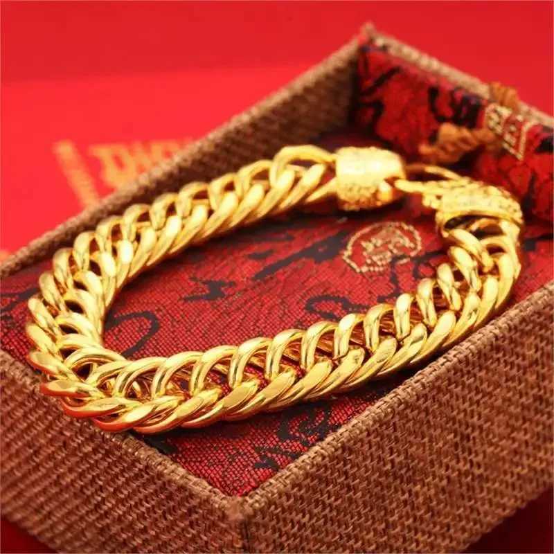 Mens and womens AU750 gold bracelet 18k linked chain boss chain gift certificateXJ250219