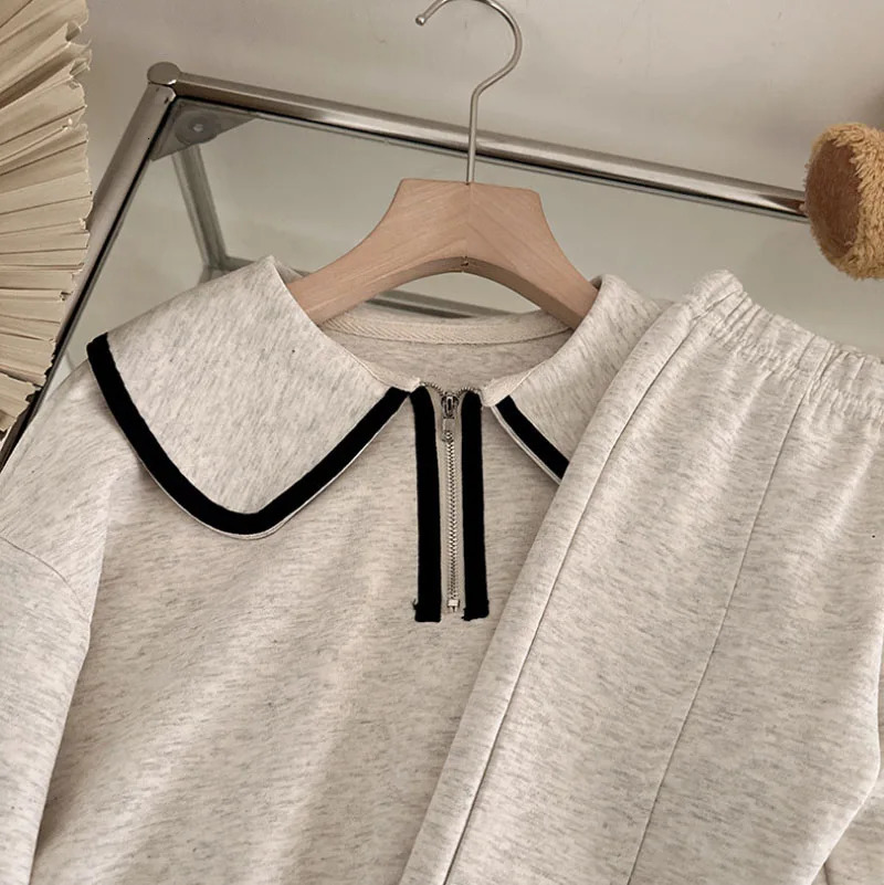 Humor Bear Girls Spring and Autumn Korean Fashion Baby Doll Neck Long-sleeved HoodiePants Two Piece Set Casual Outfit 3-7Y 250220
