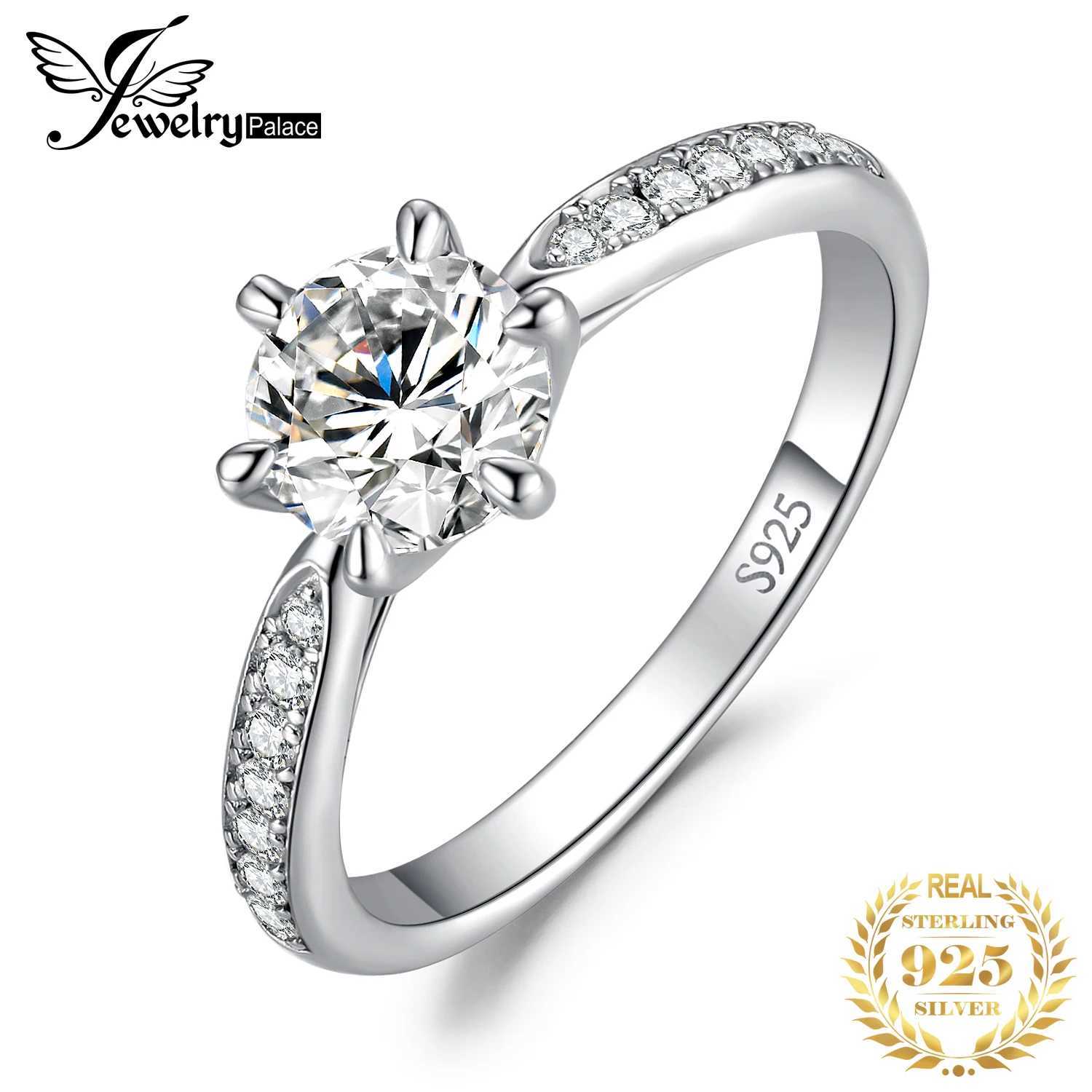 JewelryPalace 5A CZ Solitaire Classic Design 925 Sterling Silver Wedding Engagement Ring for Wan Anniversary Gift Fine Jewelry X250220