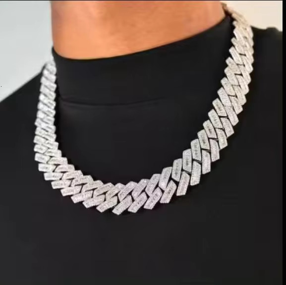 Men's Jewelry Hip Hop Pure Sier Laboratory Vvs Moissanite Cuban Chain