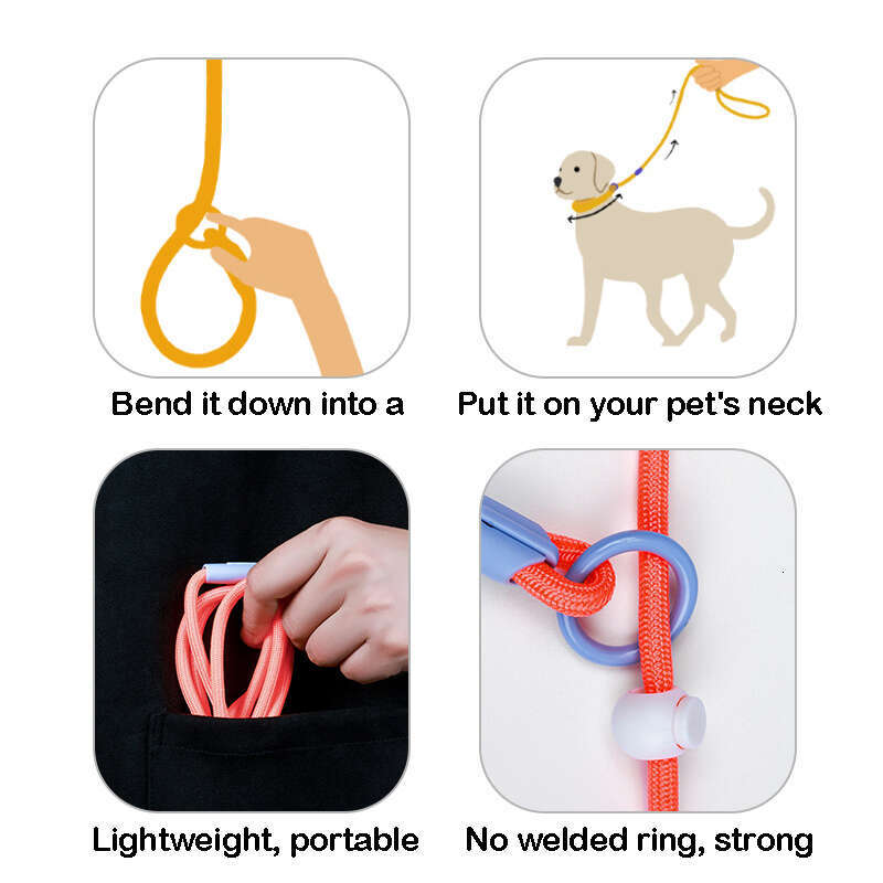 DHpet Competition Grade P Chain Dog Leash for All Sizes Dogs - Adjustable Anti-Pull Training Leash with Comfortable Non-Slip Round Handle, Multiple St