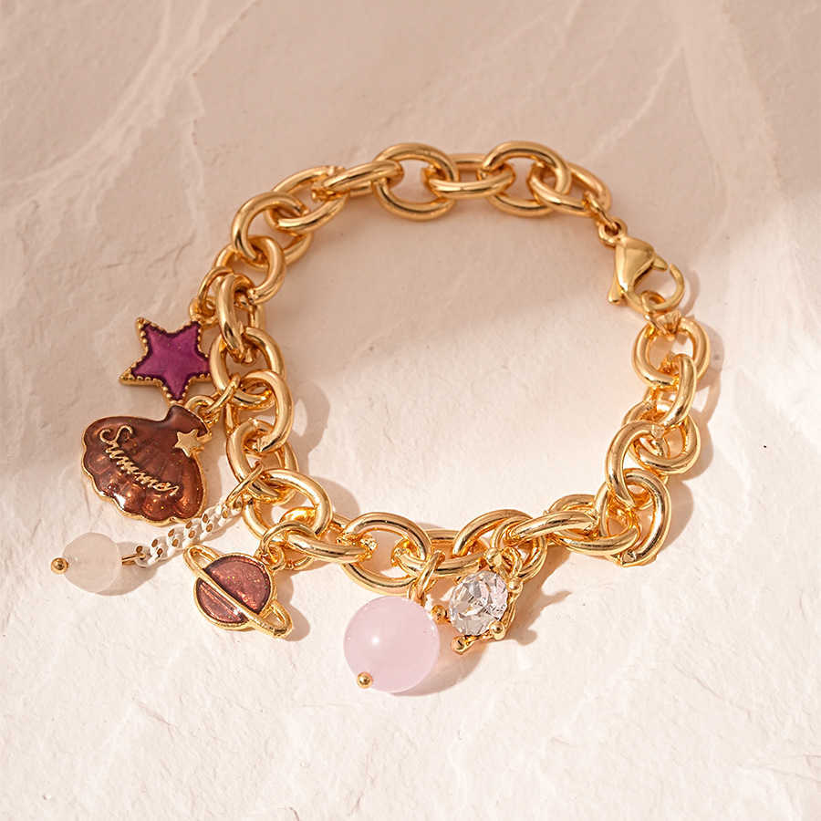 Charm Bracelets Ocean vacation oil droplets pearl tassel bracelet personalized fashion bracelet high-end feel bracelet H25220 3 L9HR