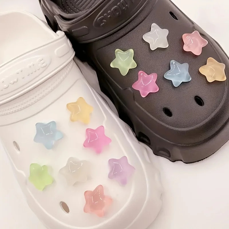 7pcs GlowintheDark Star Shoe Charms Easy Install Fun DIY hole shoes Buckles for Hole 250219