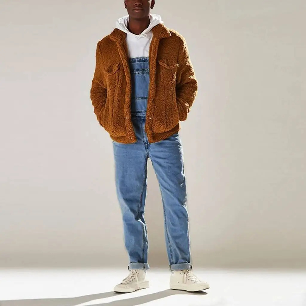 Fashion Men Jeans Jumpsuits Casual Denim Overalls For Suspender Pants Large Size Autumn Winter Loose Tourism Clothing 250219