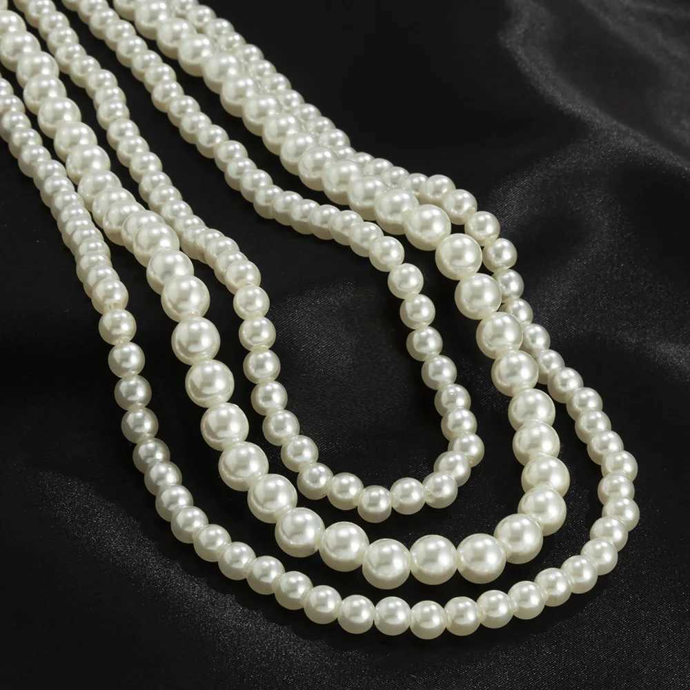 New Tren Imitation Pearl Necklace Men Temperament Simple Handmade Strand Bead Necklace For Women Jewelry Gift Pearl NecklaceXJ250219