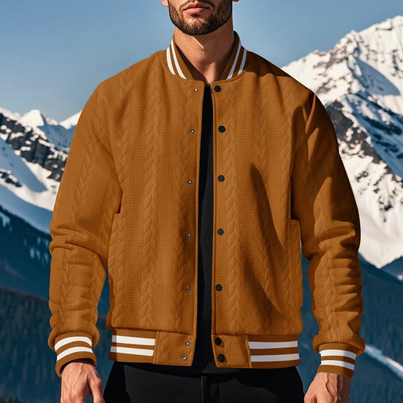 Spring and Autumn Jacquard Baseball Uniform American Style Breasted n Leisure Mens Cardigan Jacket 250218