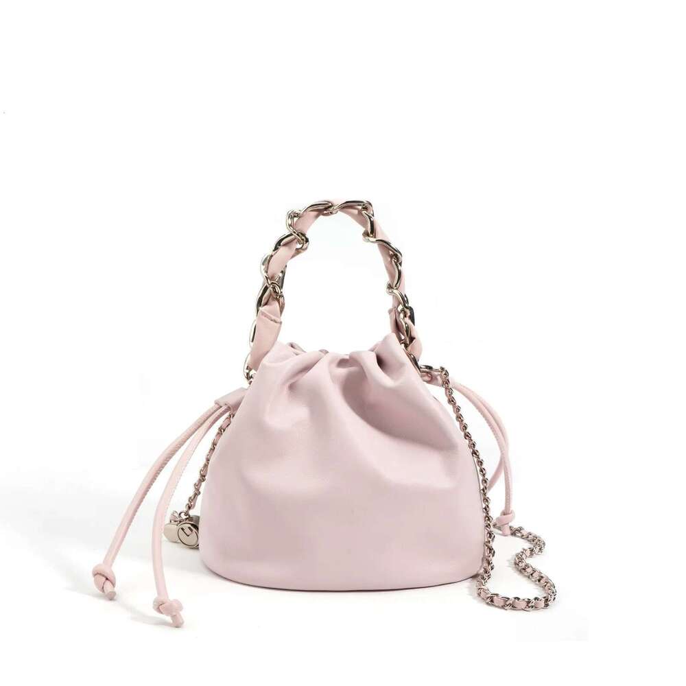 Factory Wholesale Mini Straw Crossbody Soft Leather Bucket Bags With Chain Shoulder