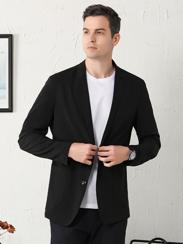 F222Elegant Men's Ice Silk Suit Set Perfect Blend of Comfort and Style for Springtime Wear