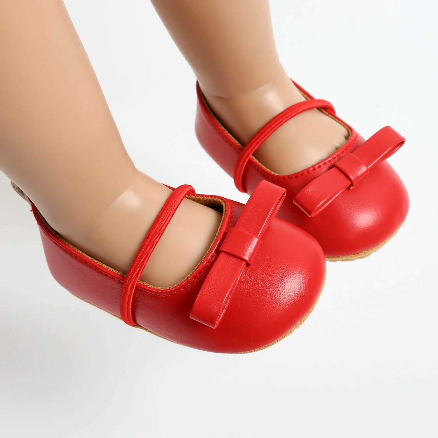 Christmas Baby Girl Mary Jane Apartment with Bow Flower Princess Wedding Shoes Soft Newborns Baby Bed First Step Pedestrian Front X250220