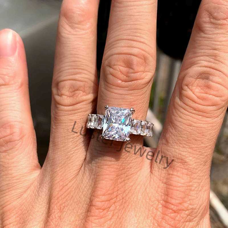 Luster Jewellery D White Engagement 925 Sterling Silver Eternity Men Ring Moissanite Diamond