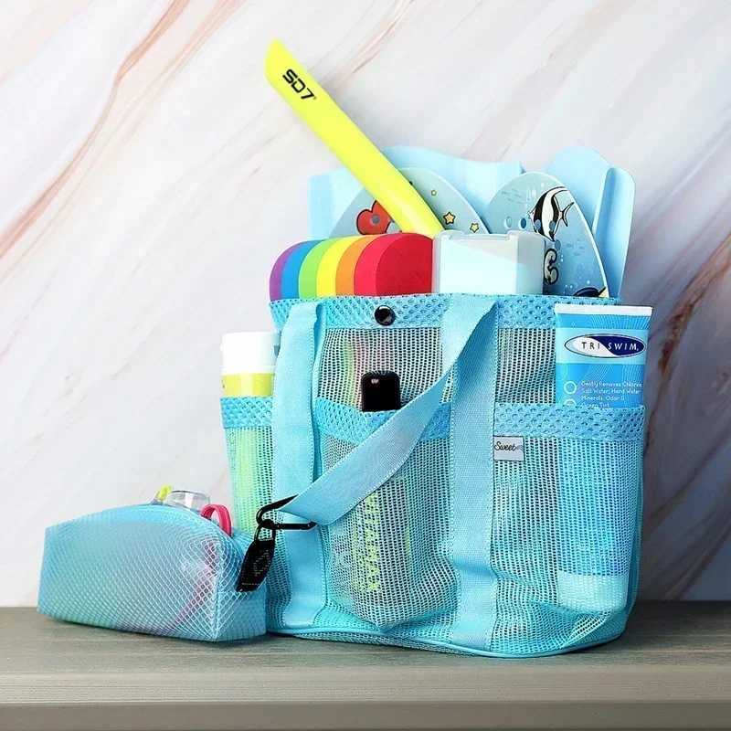Beach Mesh Bag Multi-Pocket Tote Swimming Mesh Bag high volume Beach Essentials for Family Travel Bag Beach Organizer Toiletries Z250219