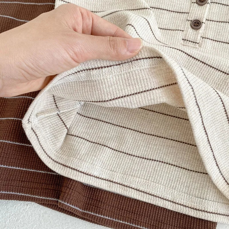 Childrens clothing 0-3 year old summer striped pure cotton boy T-shirt shorts set beach vacation girl short sleeved set 250219