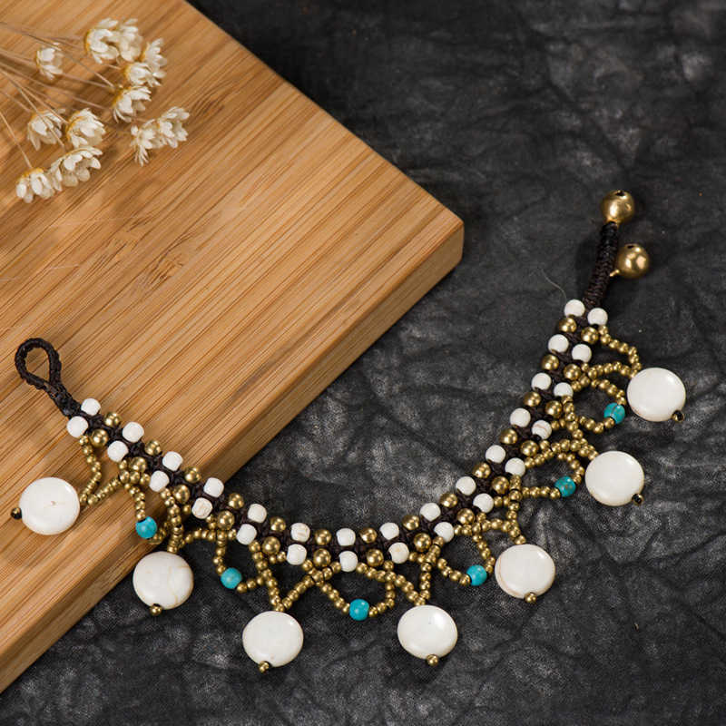 Charm Bracelets Bohemian style Mancheng jewelry pancake hand woven beach hollow Bracelet girl H25220