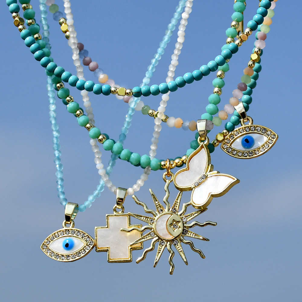 Pendant Necklaces Summer Dopamine Jewelry Butterfly Necklace Female Y2K Devils Eye Crystal Bead Necklace Ins Premium H25219