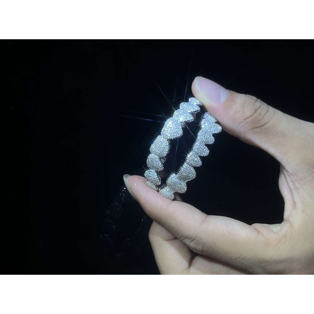 Custom 10k 14K Gold Iced Out VVS Moissanite Grillz Dia for Dentures False Teeth