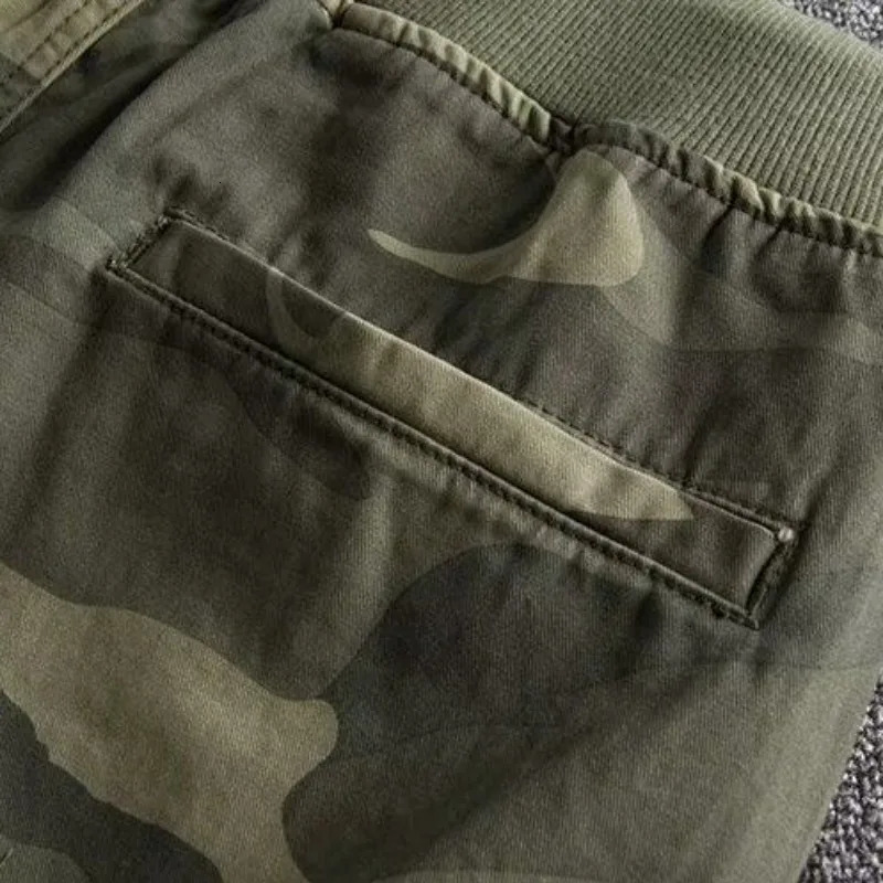 Mens cargo shorts with elastic waist camouflage drawstring shorts mens camouflage green er comfortable clothing Y2k style 250220