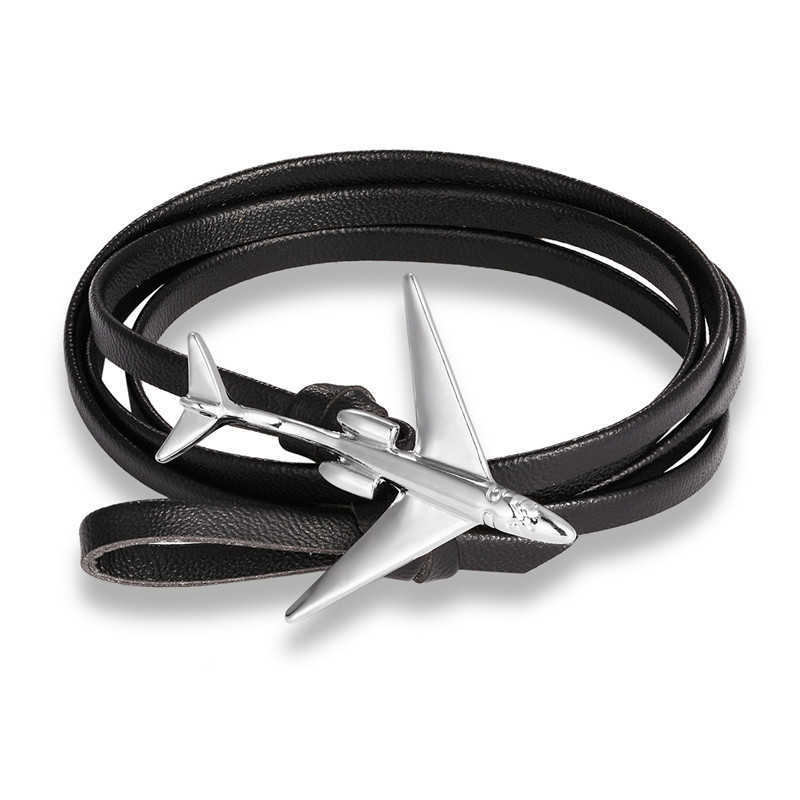 Charm Bracelets Personalized bracelet fashionable multi-layer airplane design multi-color leather rope bracelet accessories H25220