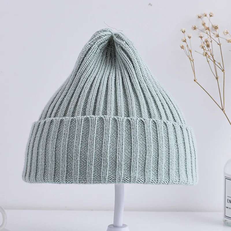 Ddmyshoesvip 6Months To 5Years Baby Kids Winter Warm Ribbed Knitted Beanie Hat New Sweet Solid Candy Color Toddlers Windproof Cap