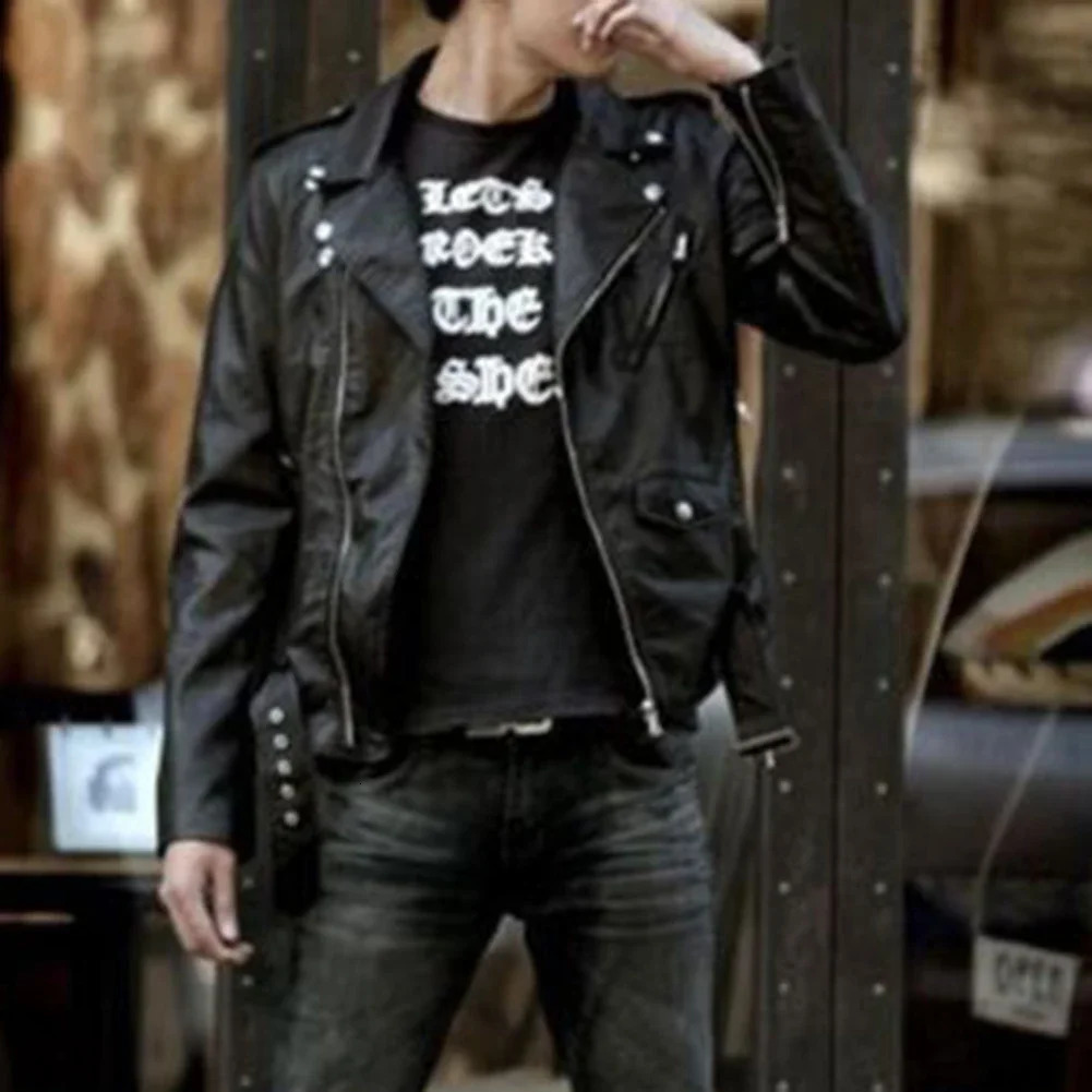 Men Leather Jacket Slim Fit Motorcycle Zipper Casual Coat Spring Autumn Winter 250210
