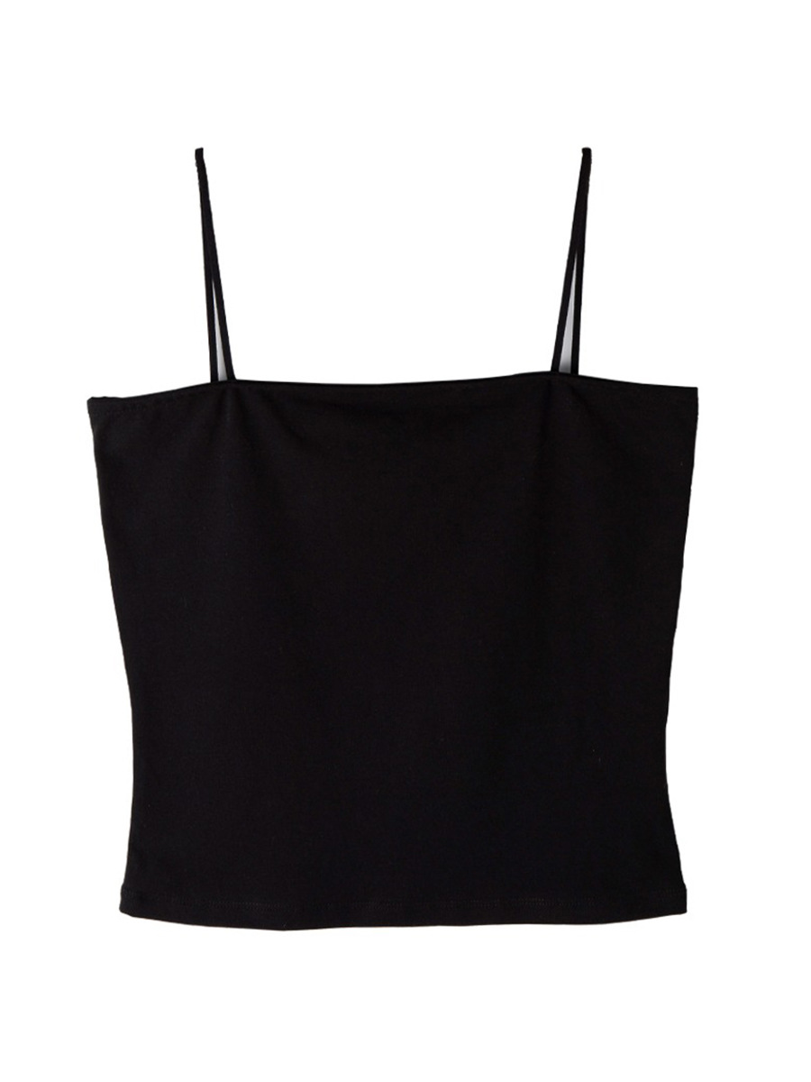 New small suspender vest women's inner spring French chic with chest pad black with suit back pure cotton bottoming top