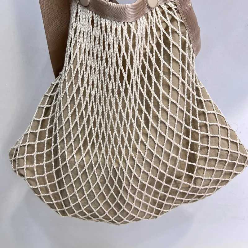 Fashion Design Sewing Design Womens Woven Mesh Bag Large Capacity Casual Womens Shoulder Bag Large Handbag Z250219