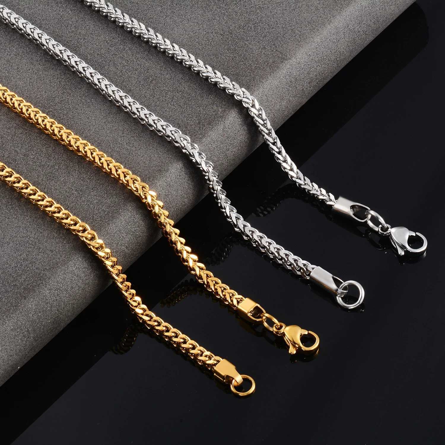 Waterproof Cu Link Stainl Steel Cuban Necklace Mens Women Hip Hop Chain For Men and WomenXJ250219