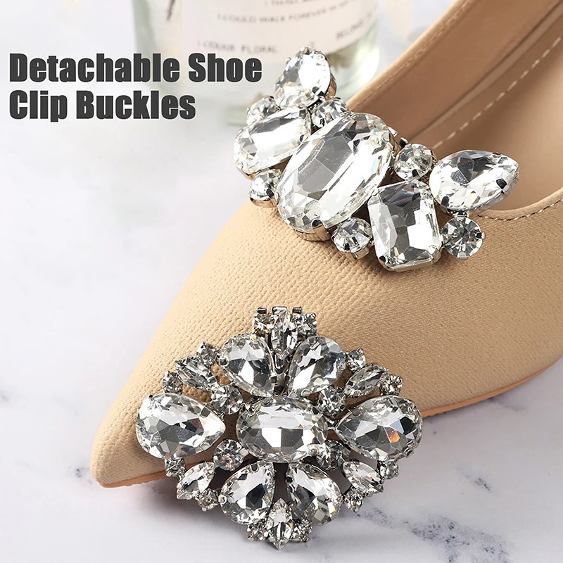 1Pcs Lady Shoe Clips Wedding Bride Shoes Decoration For Women High Heel Removable Jewelry Rhinestones Crystal Decorations 250219