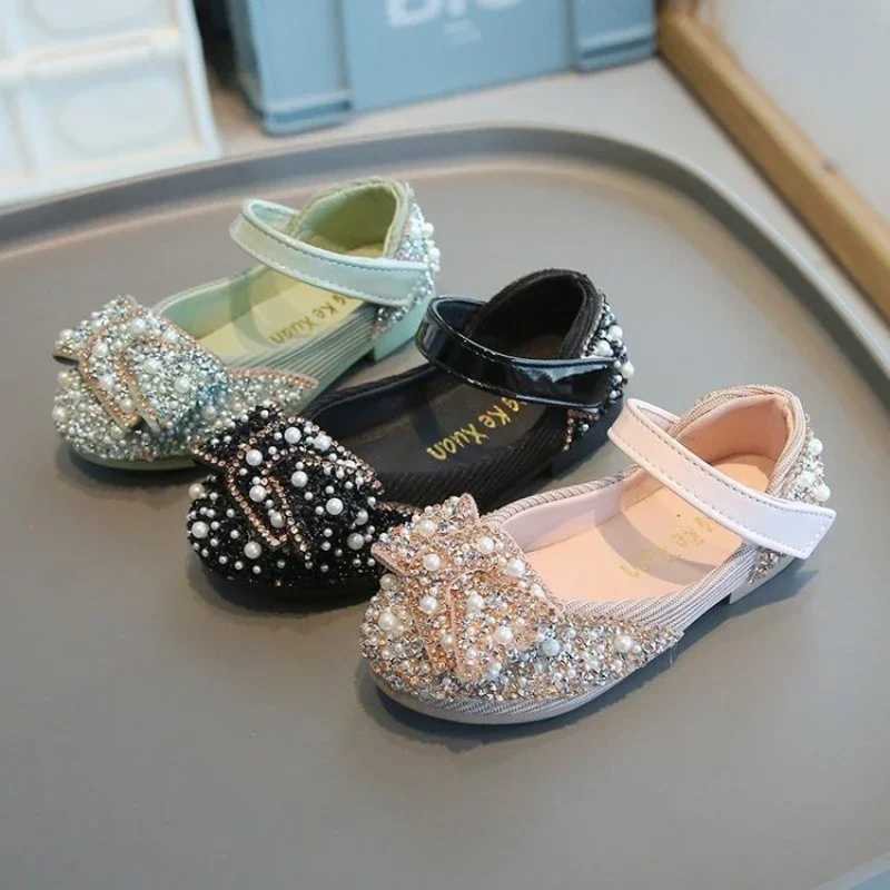 Elegant Girl Princess Shoes Shallow Luxury Childrens Leather Shoes Fashion Causal Non-slip Kids Wedding Party Flat Shoes Chic X250220