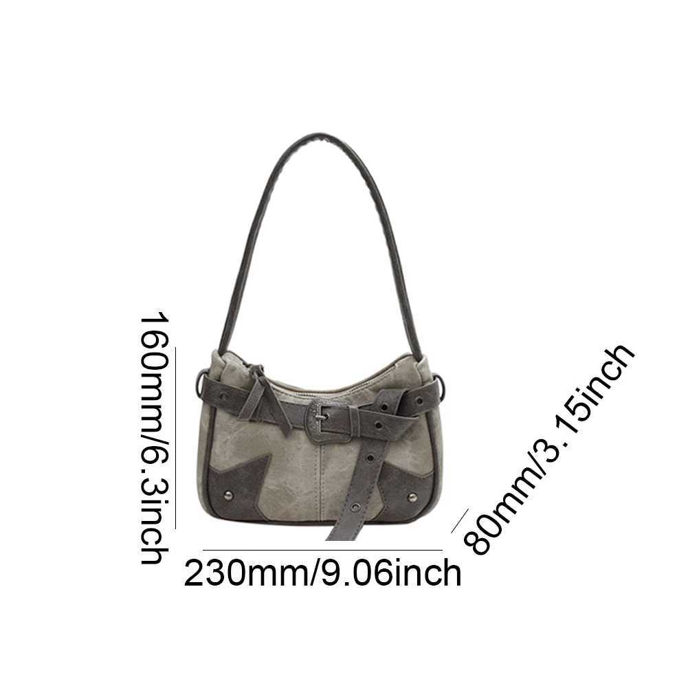 Women Vintage Underarm Bag Zipper Closure Belt Patchwork Armpit Bag Large Capacity Fashion Shoulder Bag for Outdoor Travel Y250218