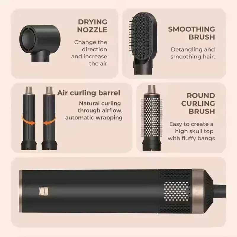 Super Hair Dryer Professional Blow Dryer Multi functional Hair Curler 5-inch Brushless Motor for Quick Drying W250220