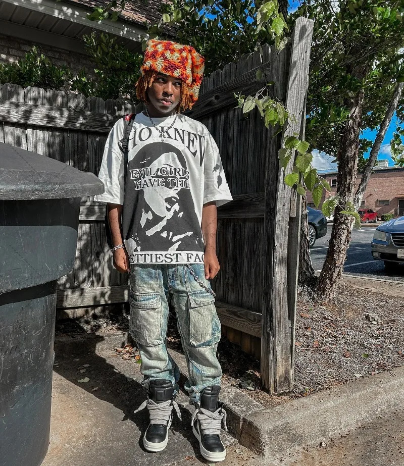 Summer Style Dark Special Style Oversized T-shirt Y2k Harajuku Pure Cotton Casual Short-sleeved American English Printed Top 250219