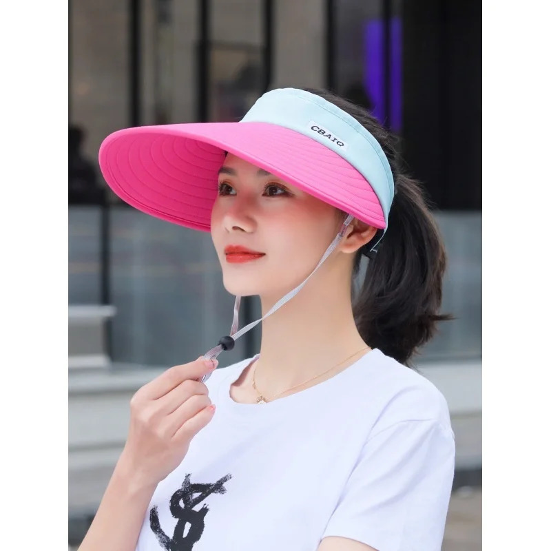 Sunshade hat female summer sunscreen foldable outdoor cycling hat leisure big eaves empty top sun hat children 250219