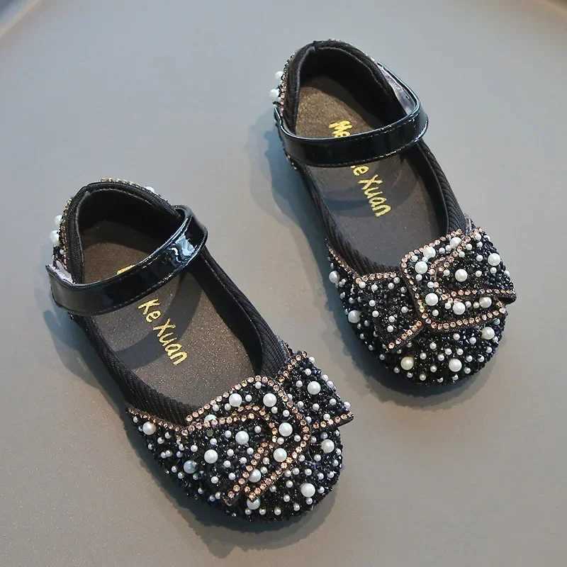 Elegant Girl Princess Shoes Shallow Luxury Childrens Leather Shoes Fashion Causal Non-slip Kids Wedding Party Flat Shoes Chic X250220