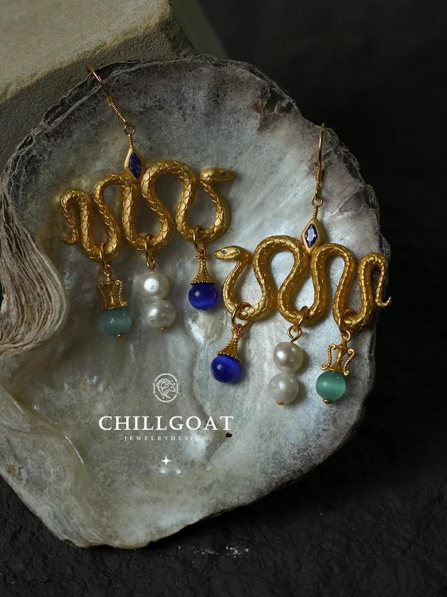 Spirit Snake supports primitive power transmission treasure bottles mysterious stud earrings and ear hook earrings 250220