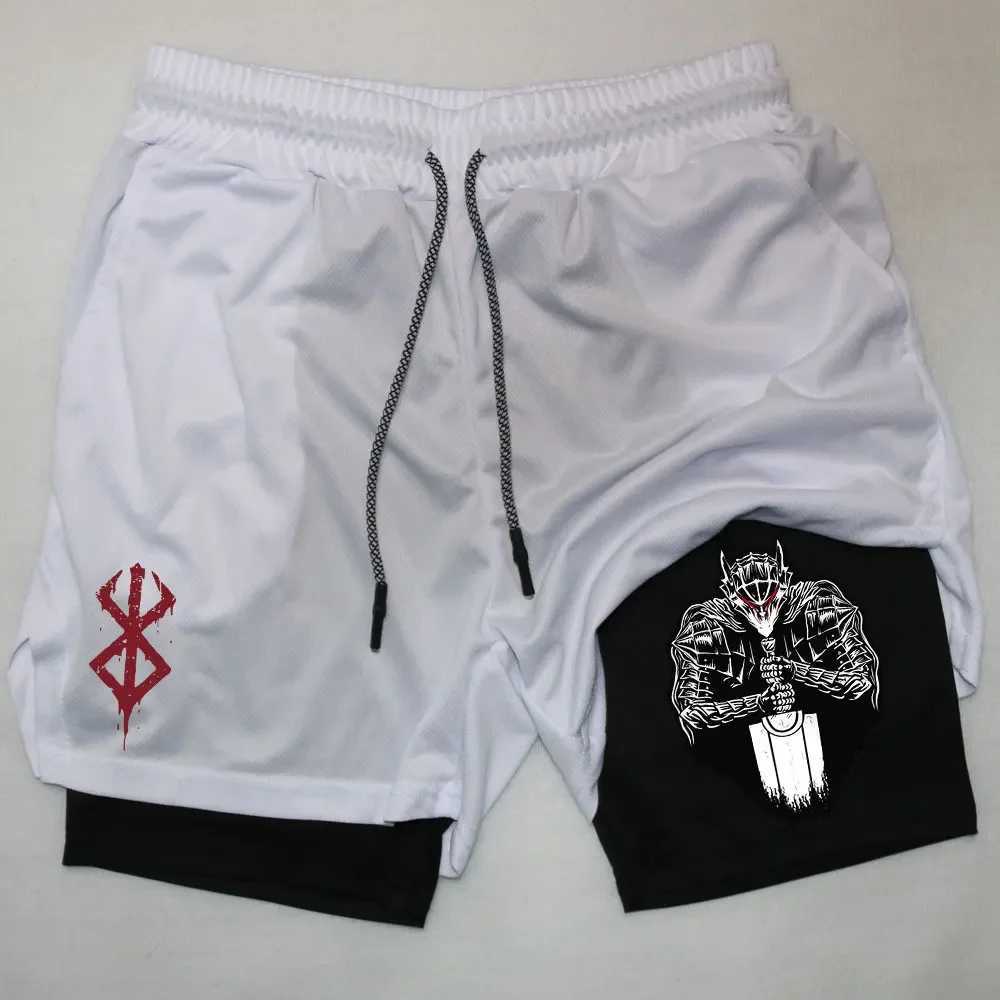 Anime Berserk Performance Shorts Men 2 In 1 Running QuiCK-Drying GYM Short Pants Workout Sportswear Basketball Shorts X250220