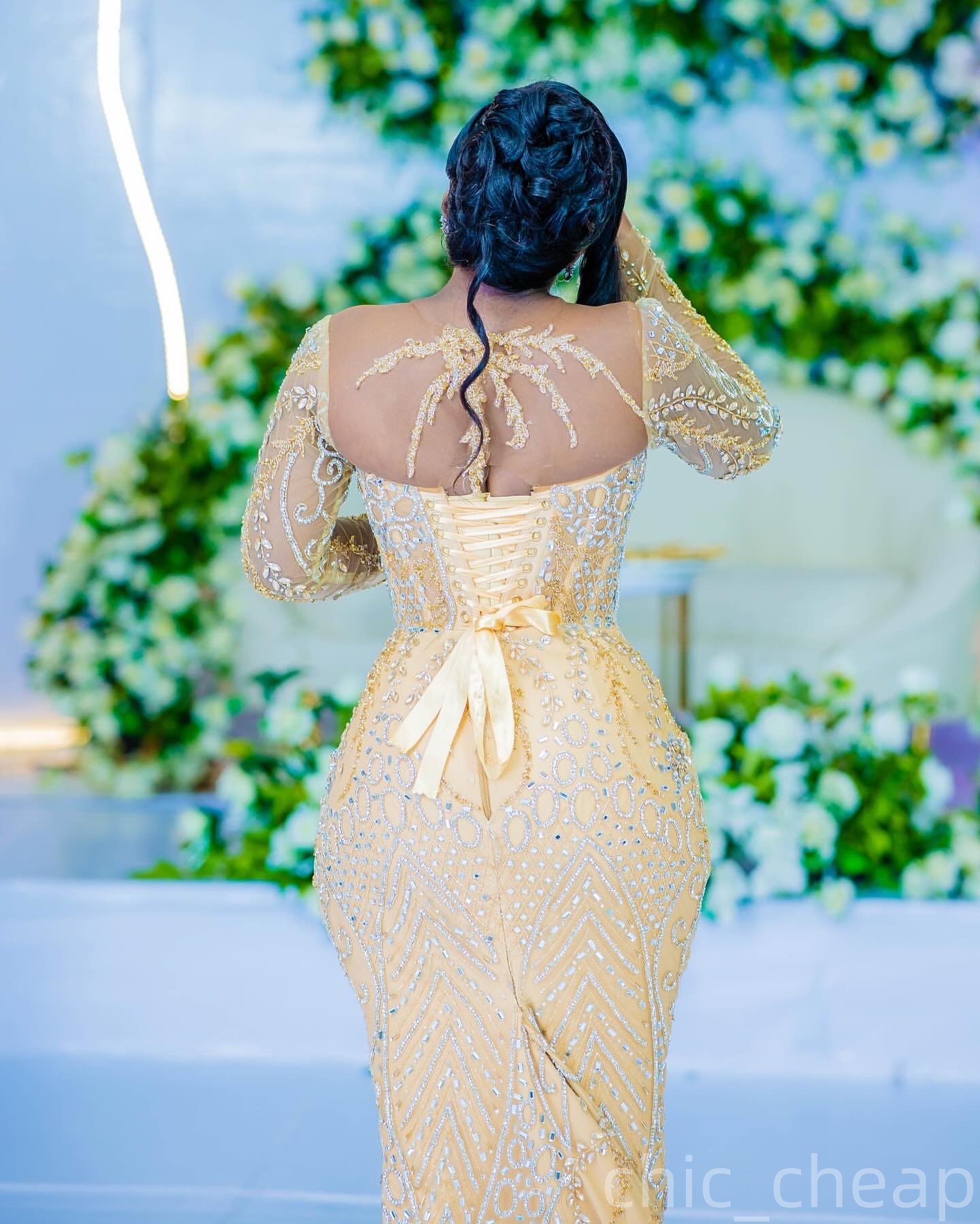 Champagne Mermaid Prom Dresses 2025 Illusion Beaded Crystals Evening Formal Party Second Birthday Engagement Gowns Plus Size Dress For Special Occasio